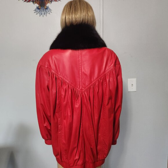 #726 Leather/fox fur jacket - Picture 2 of 4